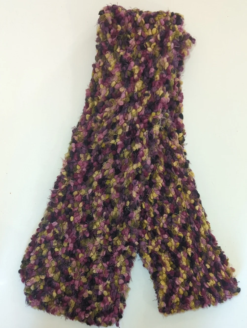 Cozy Multicolor Knit Scarf – Purple/Olive